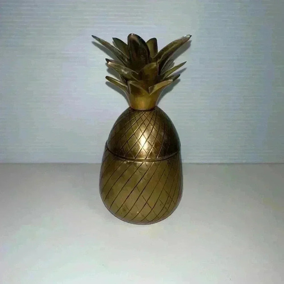 Unbranded Other - Vintage Heavy Brass Pineapple w/ Lid 6.75” Tall Trinket Box Container